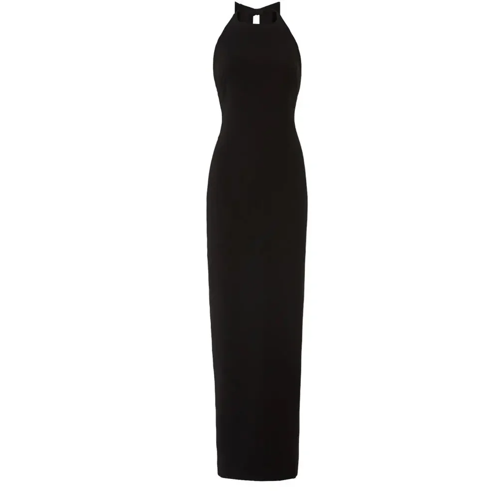 Badgley Mischka Black Bow Gown Size 14 Breakfast Tiffanys Formal Designer $740 - Picture 5 of 11